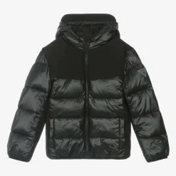 Guess Junior Boys Black Hooded Puffer Jacket Outlet