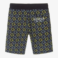 Guess Junior Boys Blue Cotton Jersey Logo Shorts New