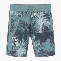 Guess Junior Boys Blue Cotton Palm Tree Shorts Discount