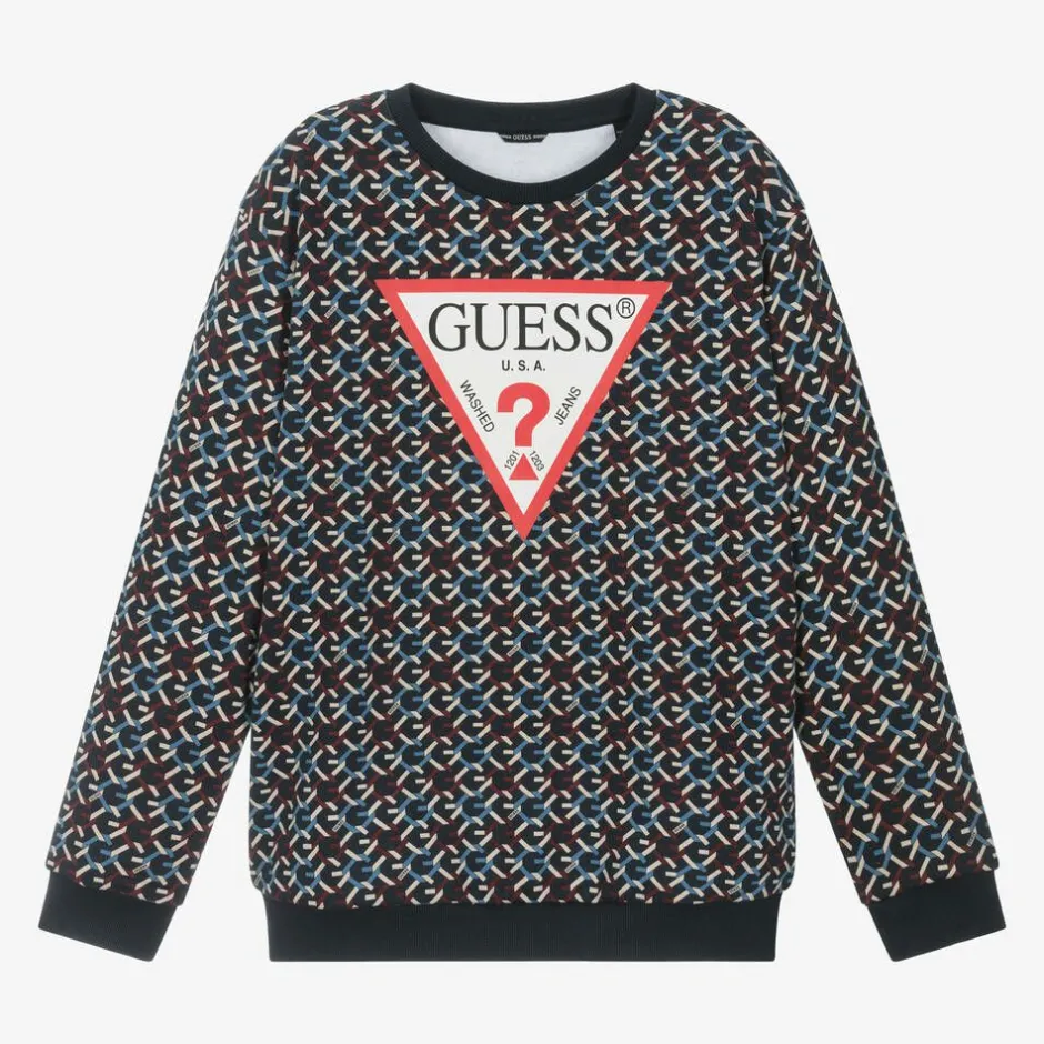 Guess Junior Boys Blue Cotton Sweatshirt Outlet