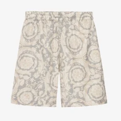 Versace Junior Boys Ivory Silk Barocco Shorts