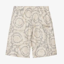 Versace Junior Boys Ivory Silk Barocco Shorts