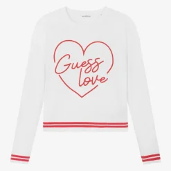 Guess Junior Girls White Cashmere Heart Sweater Best