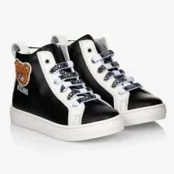 Moschino Kid-Teen Leather High-Top Logo Trainers Clearance