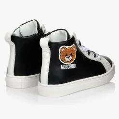 Moschino Kid-Teen Leather High-Top Logo Trainers Clearance