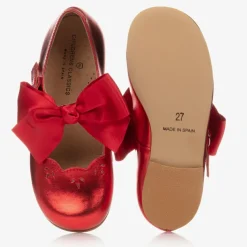 Childrens Classics Metallic Red Leather Shoes Discount
