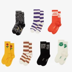 Mini Rodini Multicolour Organic Cotton Socks (7 Pack) New