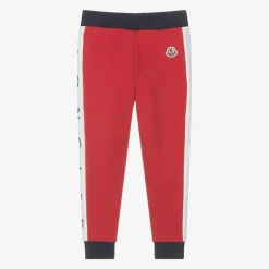Moncler Enfant Navy Blue & Red Cotton Joggers Best