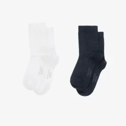 Falke Navy Blue & White Cotton Socks (2 Pack) Clearance
