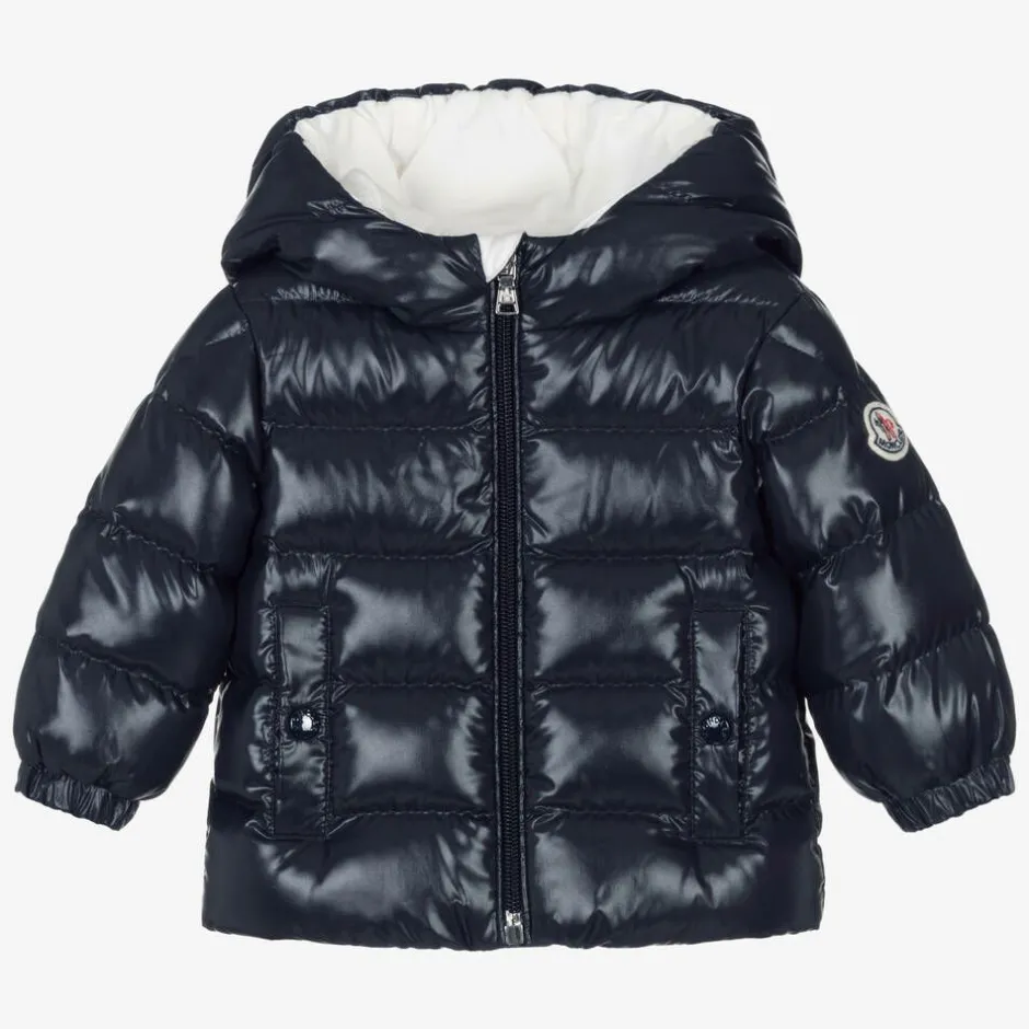 Moncler Enfant Navy Blue Anand Down Padded Puffer Coat Outlet