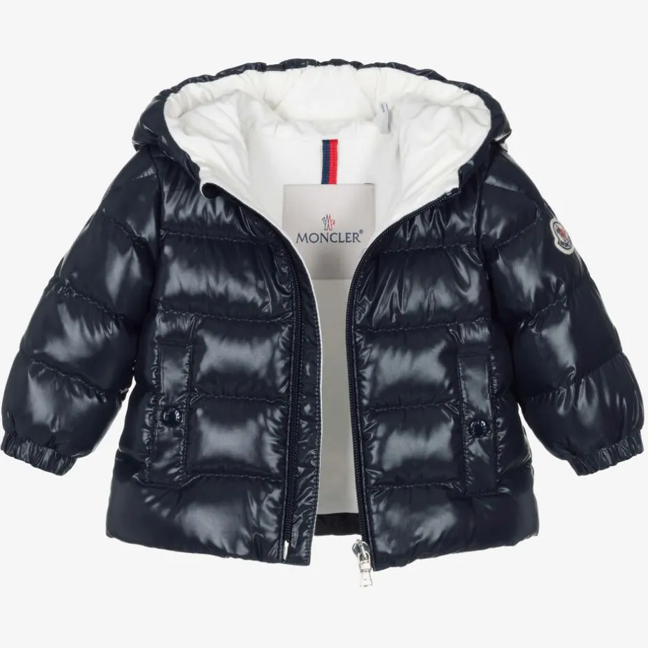 Moncler Enfant Navy Blue Anand Down Padded Puffer Coat Outlet