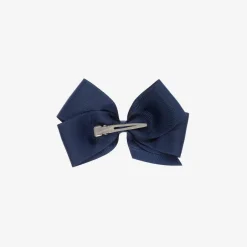 Peach Ribbons Navy Blue Bow Hair Clip (12cm) Clearance