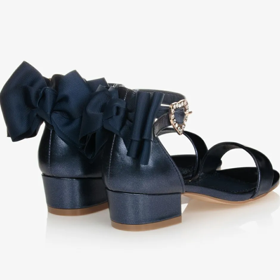 Angels Face Blue Bow Heel Sandals Navy Outlet