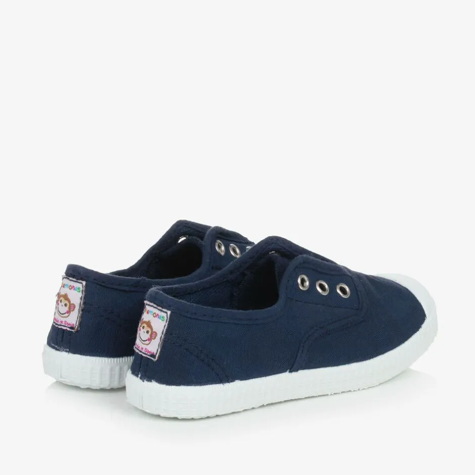 Pisamonas Navy Blue Canvas Slip-On Trainers Discount