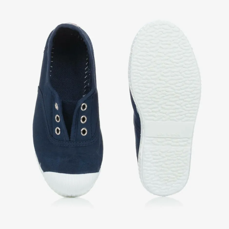 Pisamonas Navy Blue Canvas Slip-On Trainers Discount