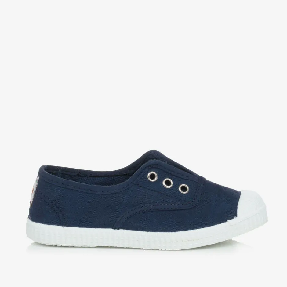 Pisamonas Navy Blue Canvas Slip-On Trainers Discount