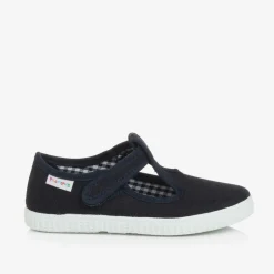 Pisamonas Navy Blue Canvas T-Bar Shoes Clearance