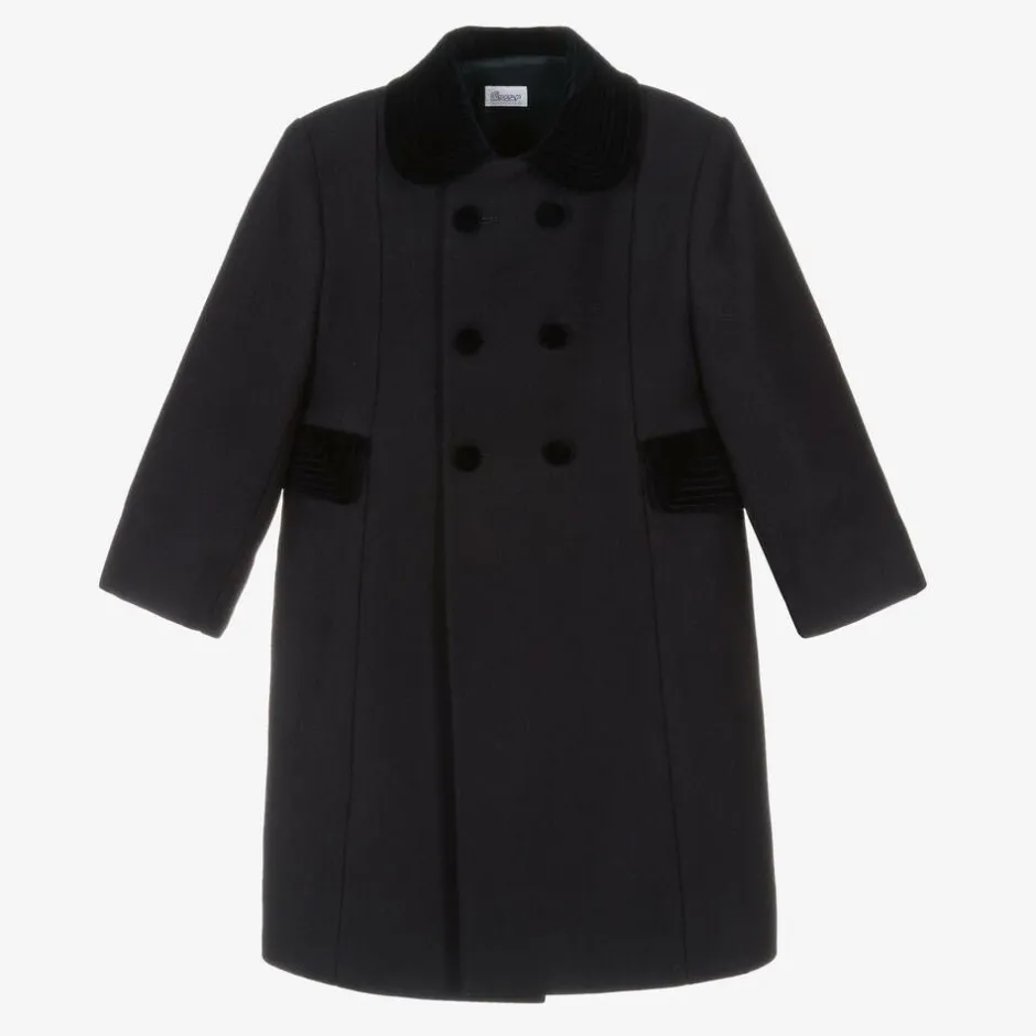 Ancar Navy Blue Classic Wool Coat Best