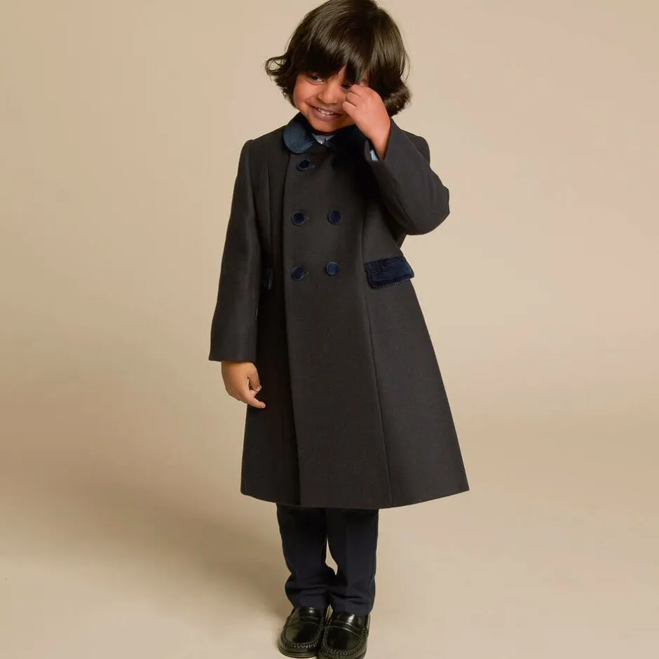 Ancar Navy Blue Classic Wool Coat Best