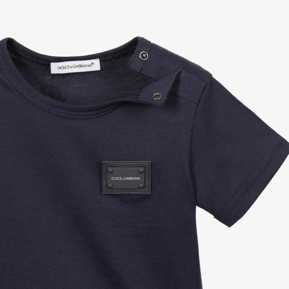 Dolce amp; Gabbana Navy Blue Cotton Baby T-Shirt Best