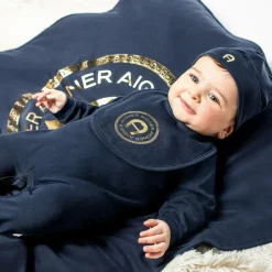 AIGNER Navy Blue Cotton Babysuit Set New