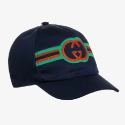 Gucci Navy Blue Cotton Cap Discount
