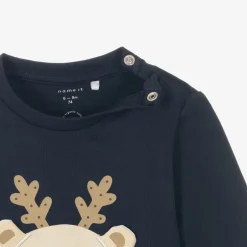 NAME IT Navy Blue Cotton Christmas Baby Top Sale