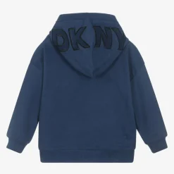 DKNY Navy Blue Cotton Embroidered Hoodie Hot