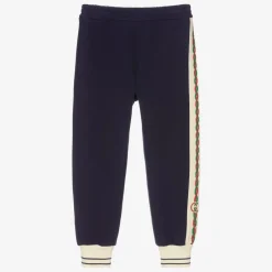 Gucci Navy Blue Cotton Joggers Hot