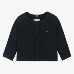 Tommy Hilfiger Navy Blue Cotton Knit Baby Cardigan Online