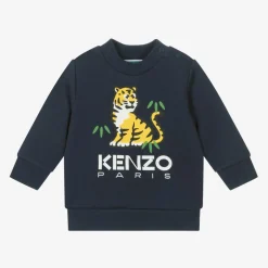 KENZO KIDS Navy Blue Cotton KOTORA Tiger Sweatshirt Clearance