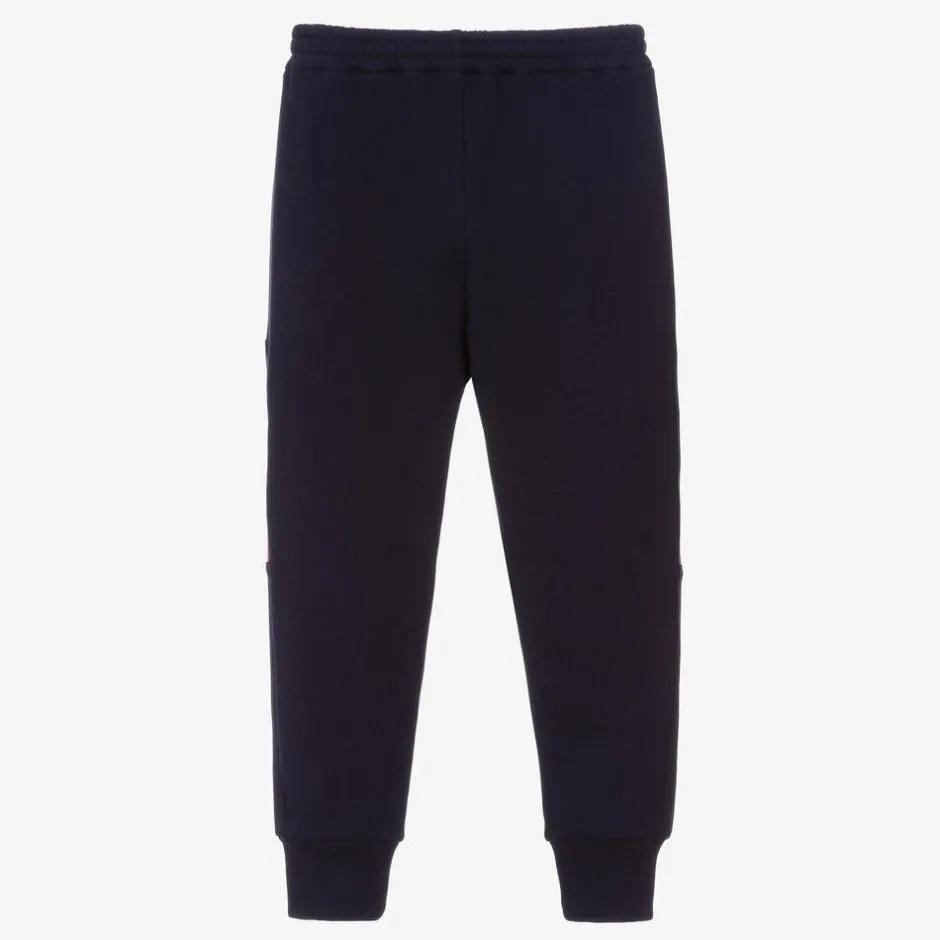 Gucci Navy Blue Cotton Logo Joggers Clearance