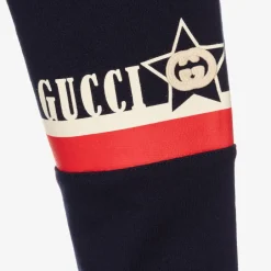 Gucci Navy Blue Cotton Logo Joggers Clearance