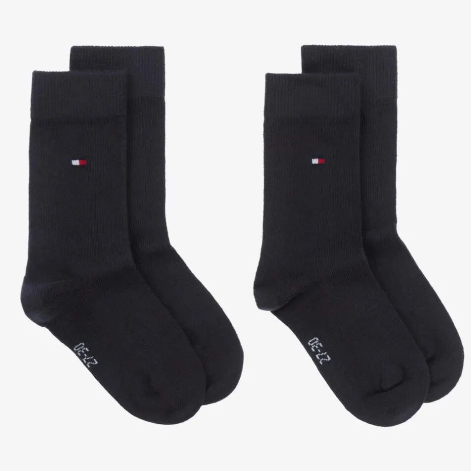 Tommy Hilfiger Navy Blue Cotton Socks (2 Pack) Hot