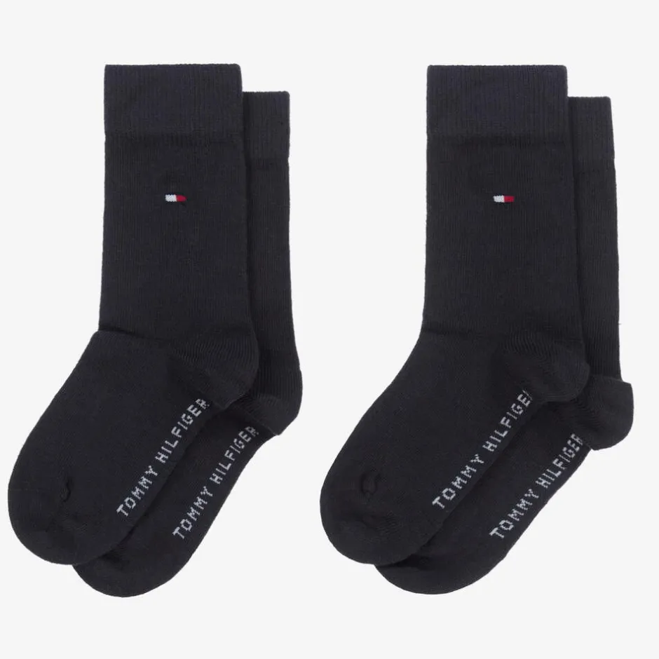 Tommy Hilfiger Navy Blue Cotton Socks (2 Pack) Hot