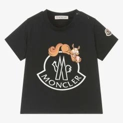 Moncler Enfant Navy Blue Cotton Squirrel Logo T-Shirt Sale