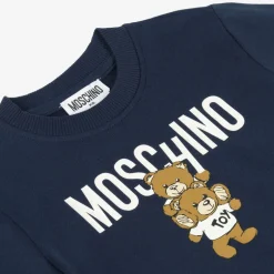 Moschino Kid-Teen Navy Blue Cotton Teddy Bear Sweatshirt Clearance