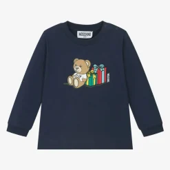 Moschino Baby Navy Blue Cotton Teddy Bear Baby Top Hot