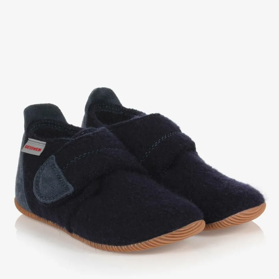 Giesswein Navy Blue Felted Wool Slippers Outlet