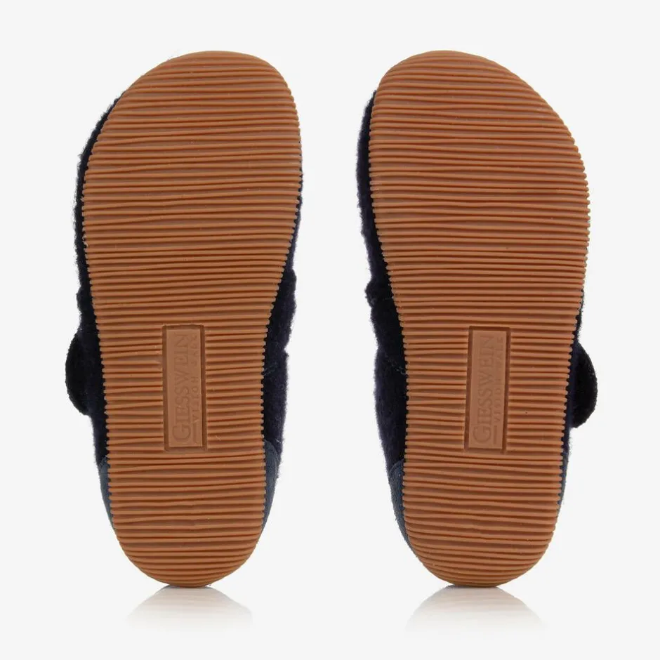 Giesswein Navy Blue Felted Wool Slippers Outlet
