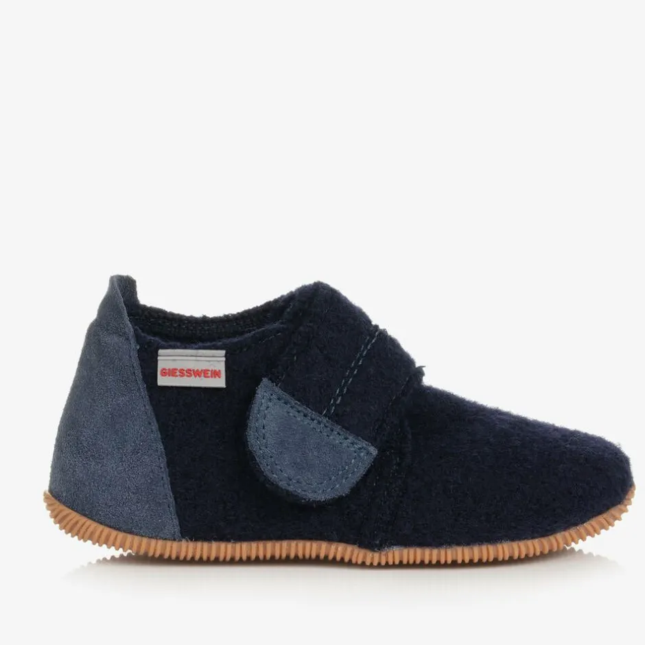Giesswein Navy Blue Felted Wool Slippers Outlet