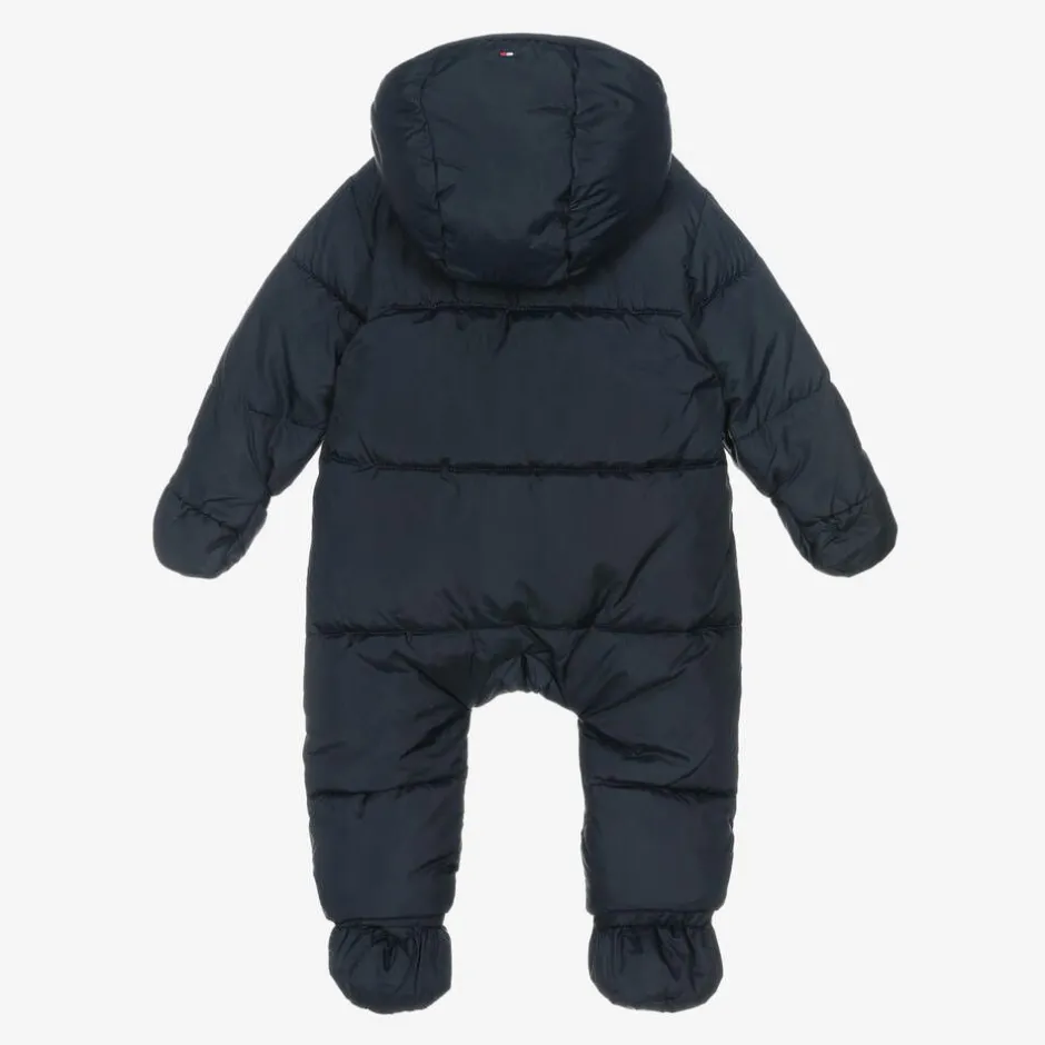 Tommy Hilfiger Navy Blue Hooded Baby Snowsuit Hot