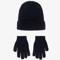 Nike Navy Blue Knitted Hat Set Discount