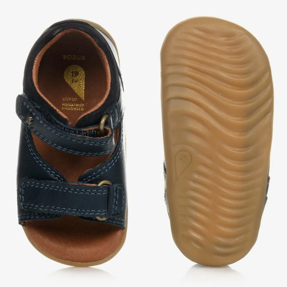 Bobux Step Up Navy Blue Leather Baby Sandals Discount
