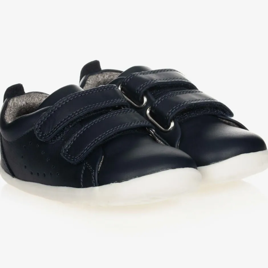 Bobux Step Up Navy Blue Leather Baby Trainers Best