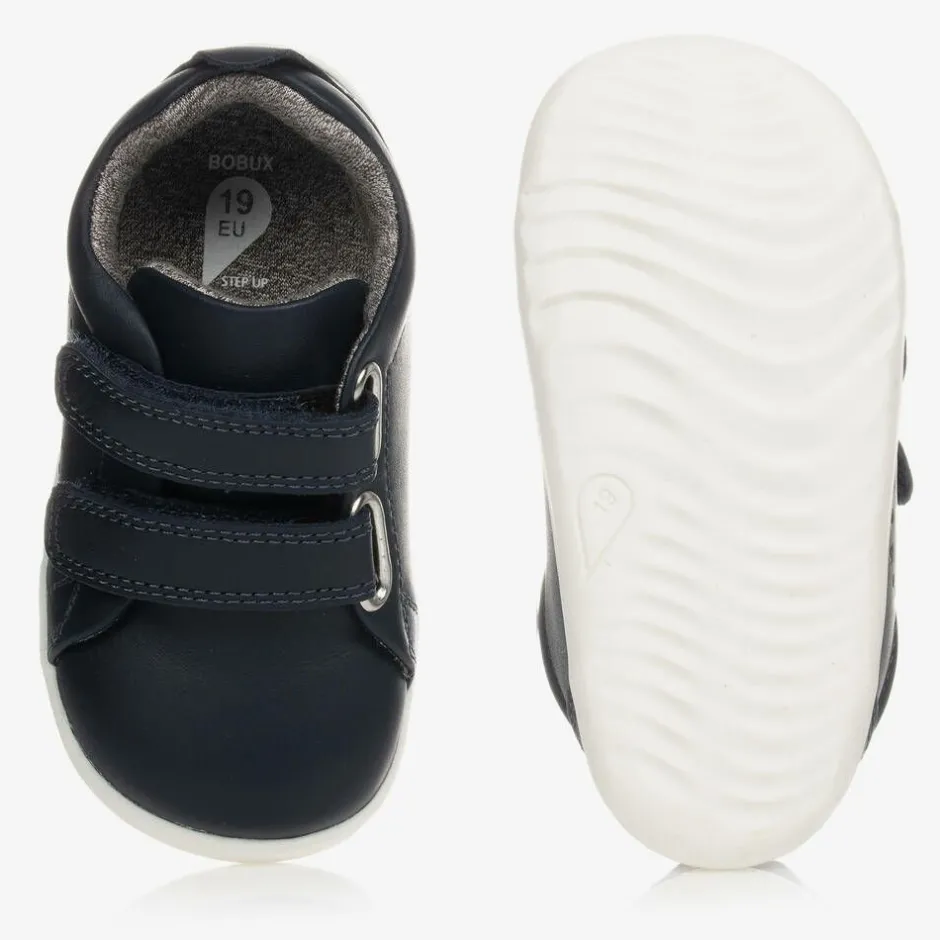 Bobux Step Up Navy Blue Leather Baby Trainers Best