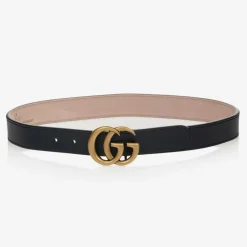 Gucci Navy Blue Leather GG Belt Clearance