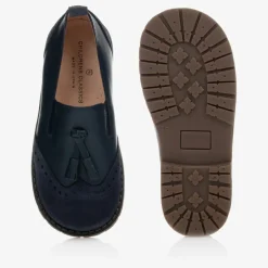 Childrens Classics Navy Blue Leather Loafers Hot