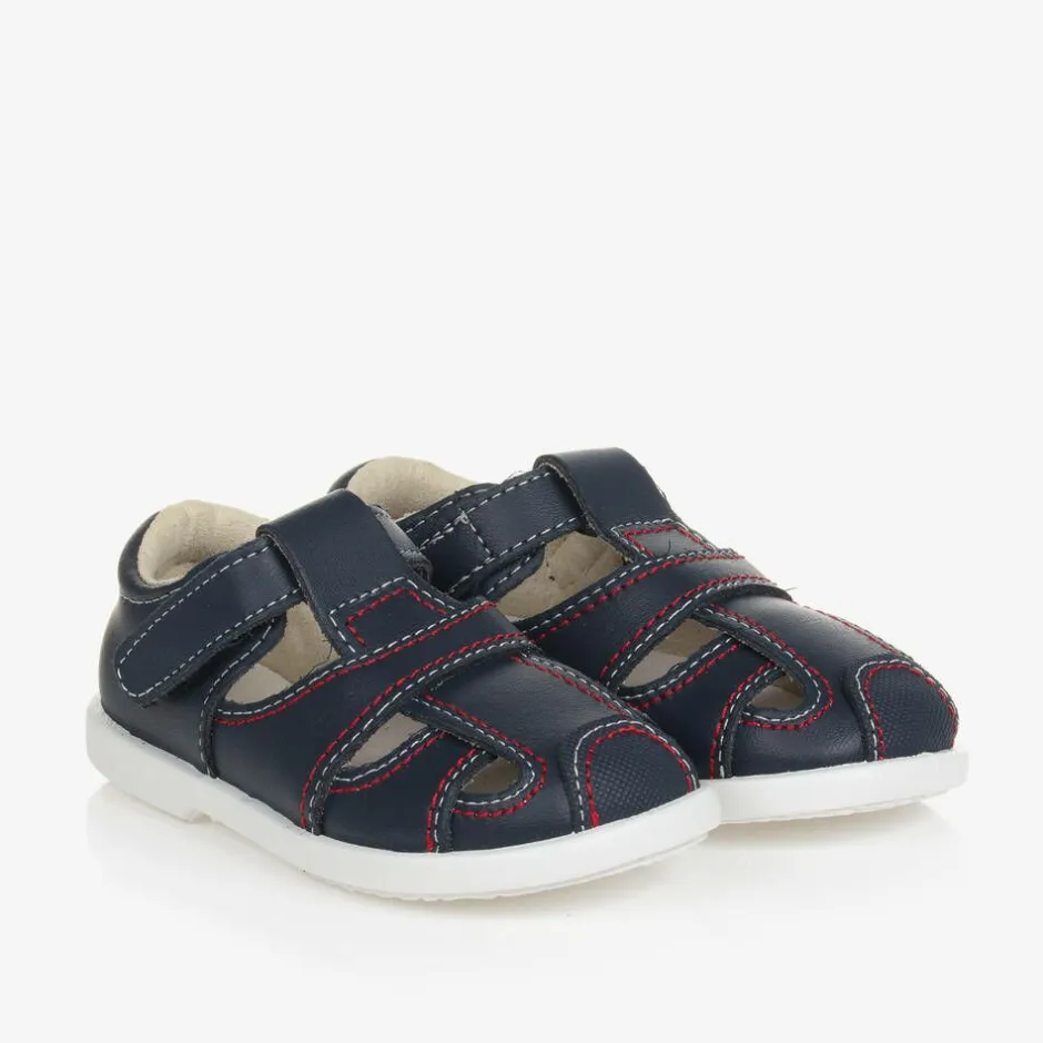 Childrens Classics Navy Blue Leather Sandals Discount