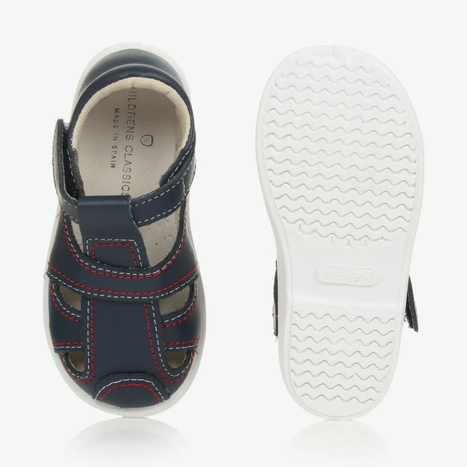 Childrens Classics Navy Blue Leather Sandals Discount